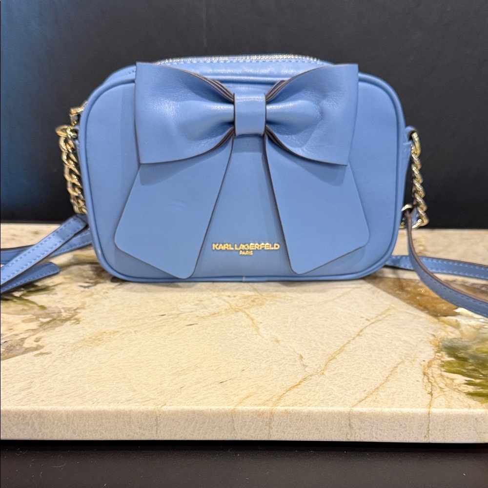 Karl Lagerfeld Light Blue Bow Crossbody Bag